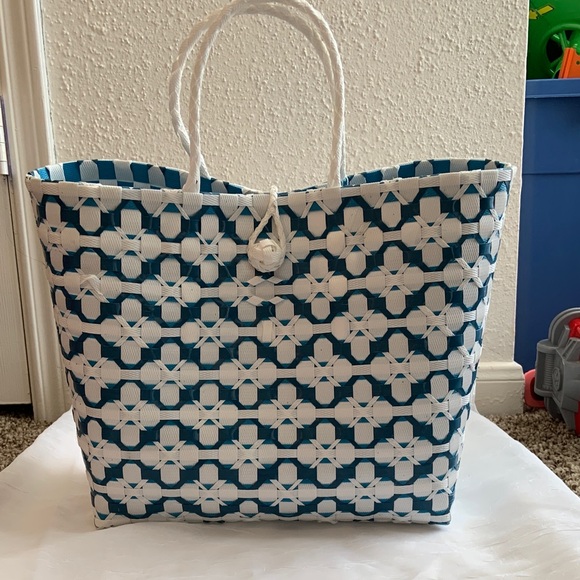 Street Level Handbags - Street Level Blue and White  Tote Bag